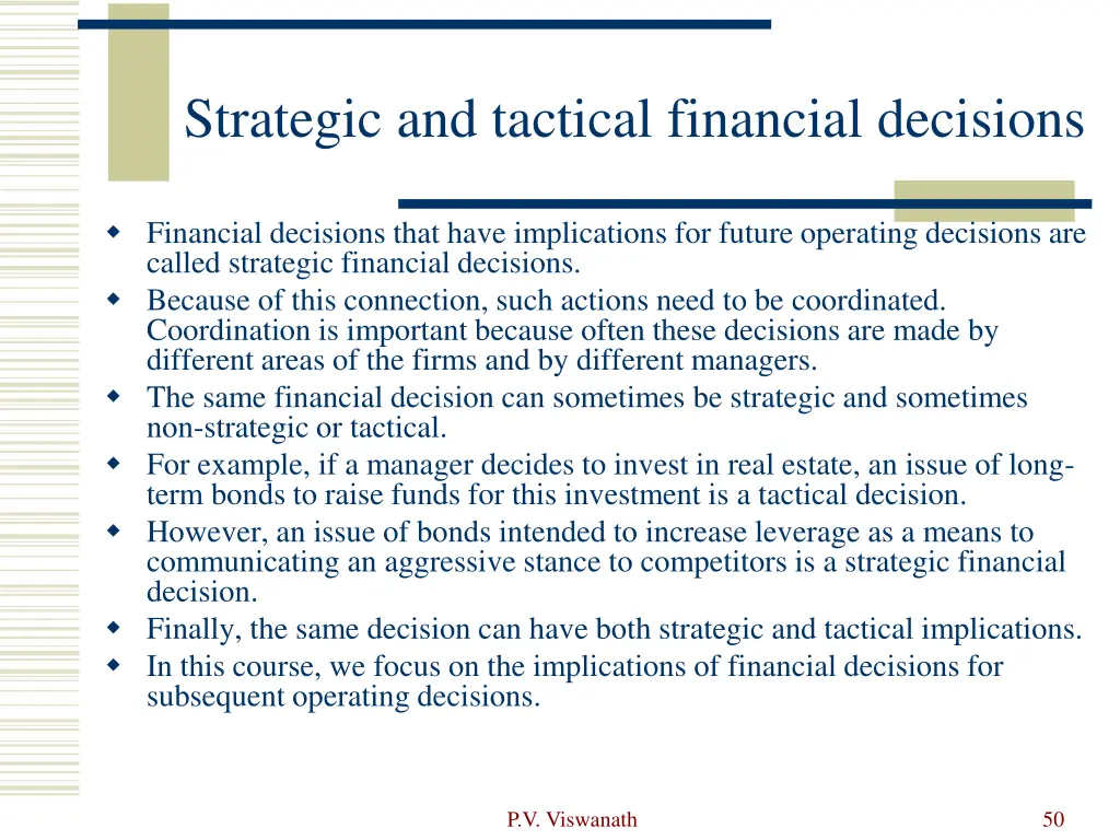 strategic and tactical financial decisions