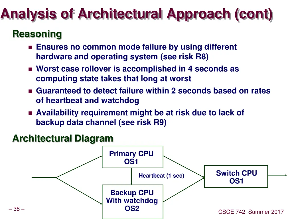 analysis of architectural approach cont