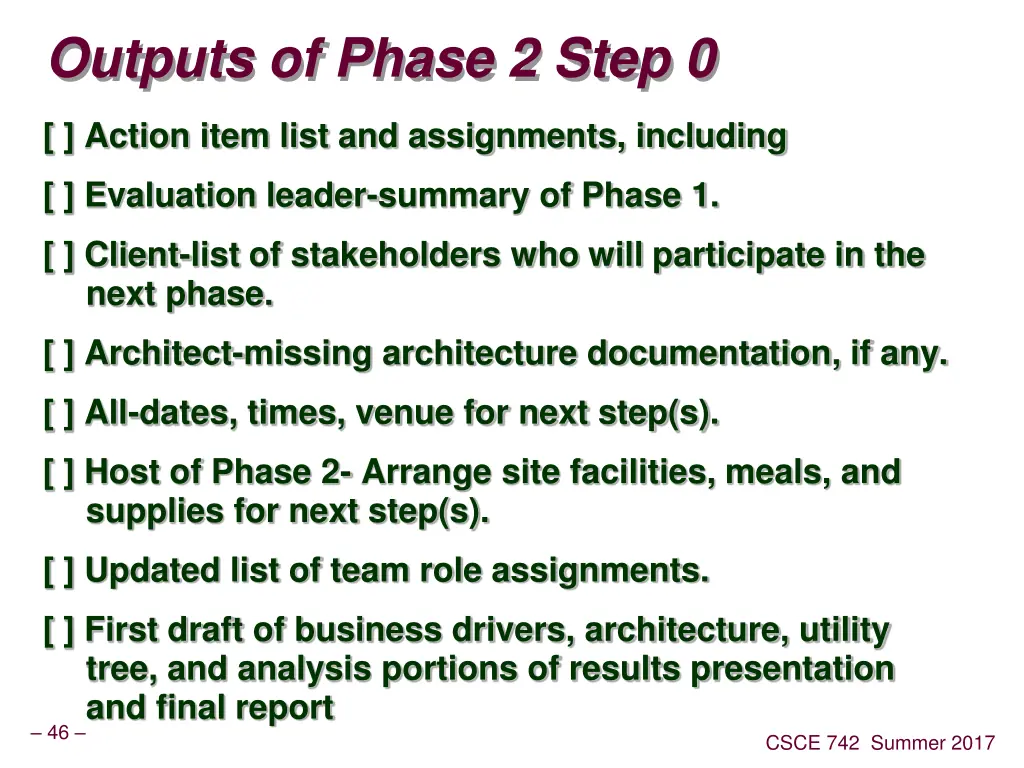 outputs of phase 2 step 0