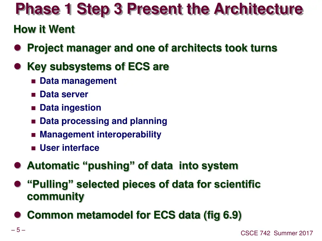 phase 1 step 3 present the architecture