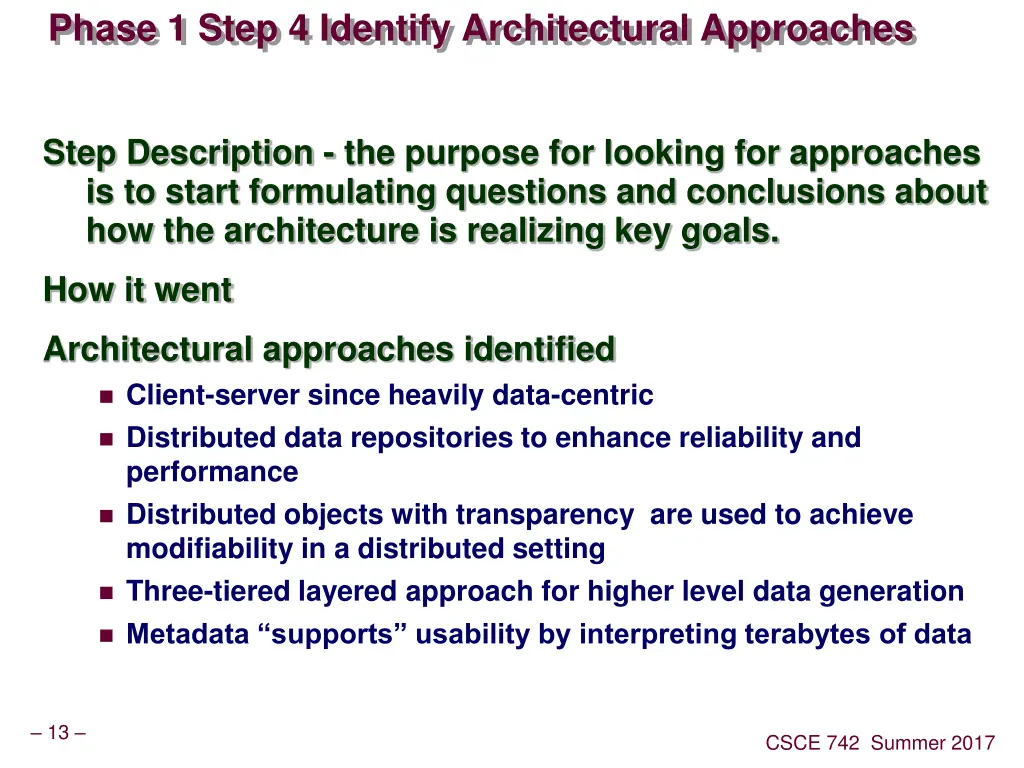 phase 1 step 4 identify architectural approaches 1