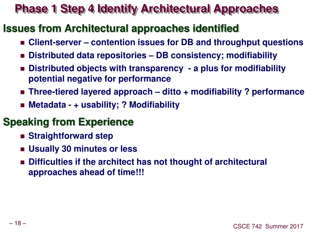 phase 1 step 4 identify architectural approaches 2