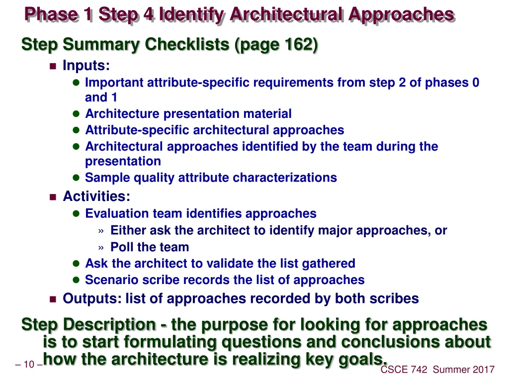 phase 1 step 4 identify architectural approaches