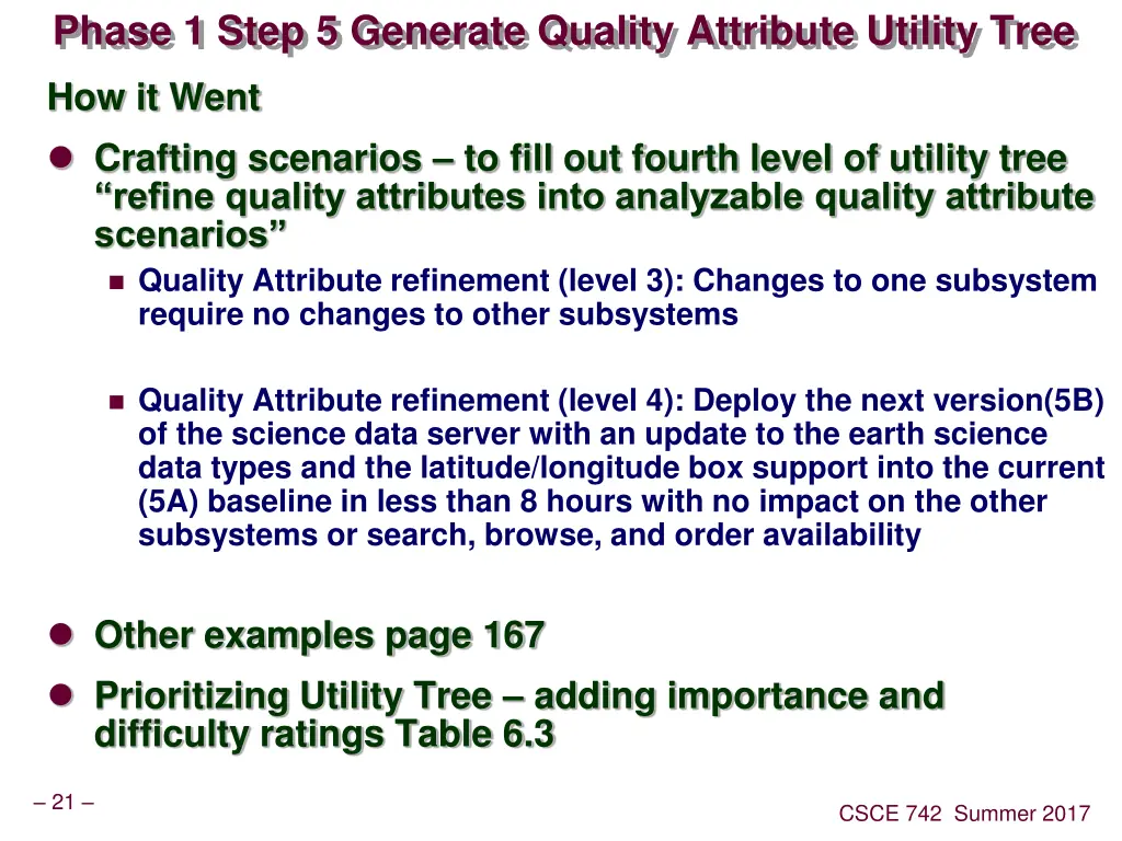 phase 1 step 5 generate quality attribute utility 2