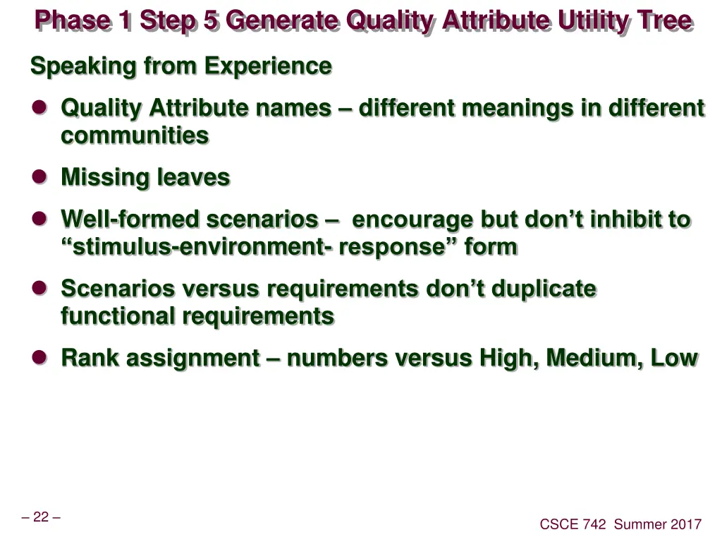 phase 1 step 5 generate quality attribute utility 3