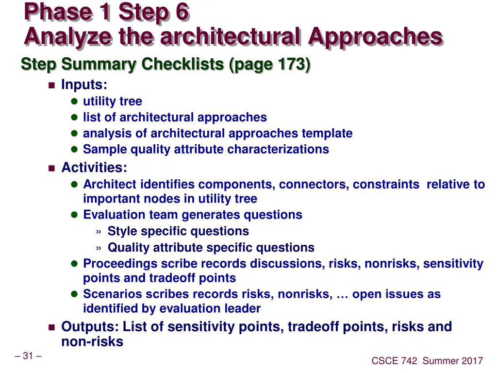 phase 1 step 6 analyze the architectural