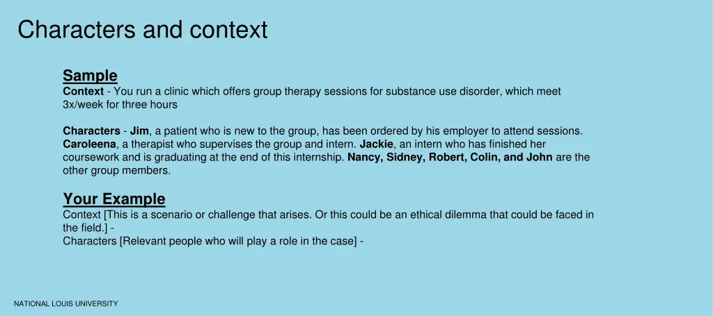 characters and context