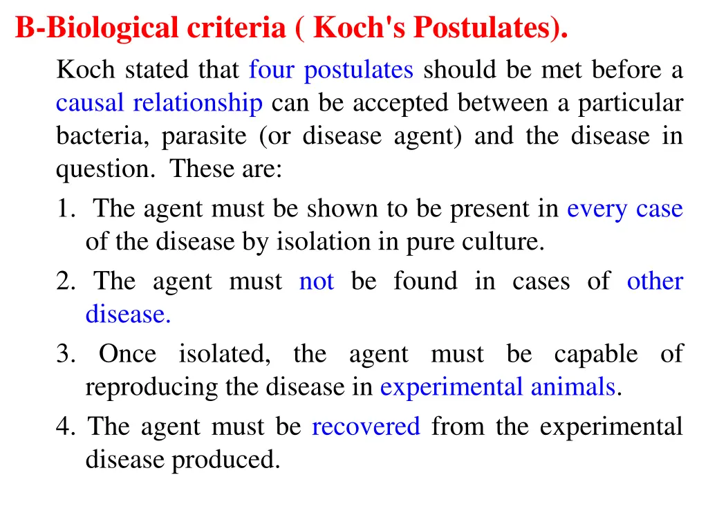 b biological criteria koch s postulates koch