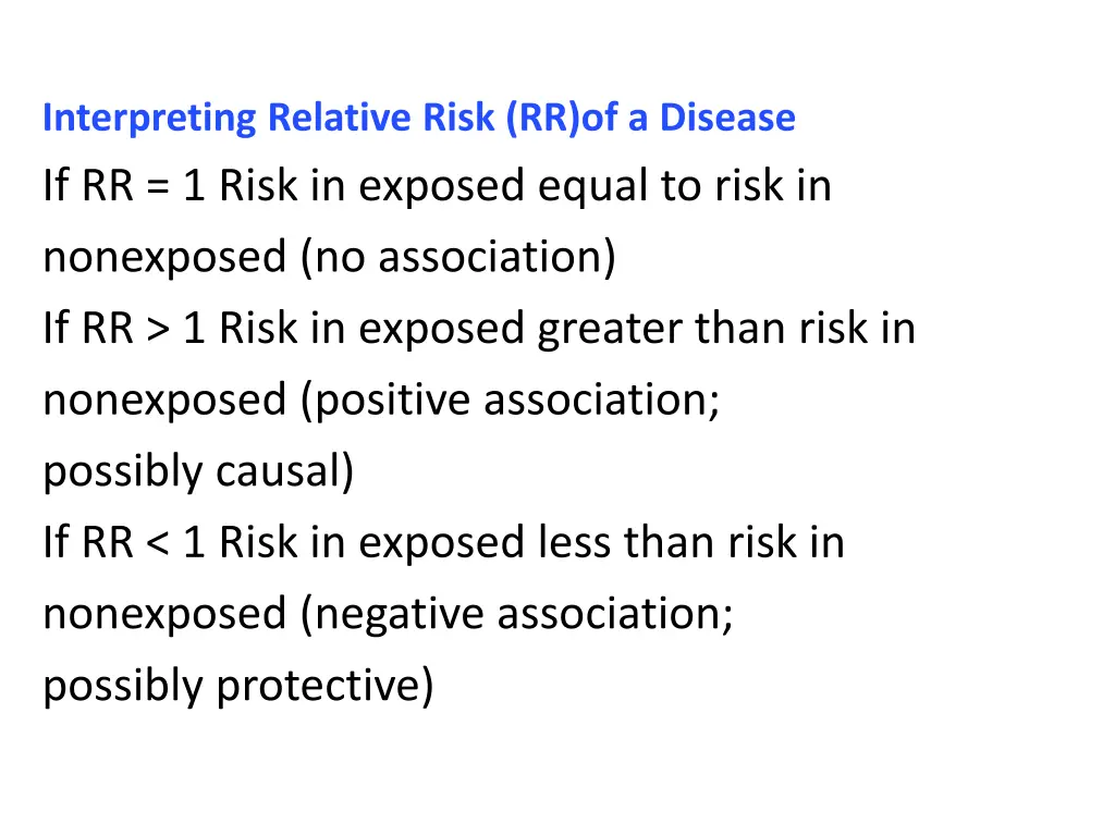 interpreting relative risk rr of a disease