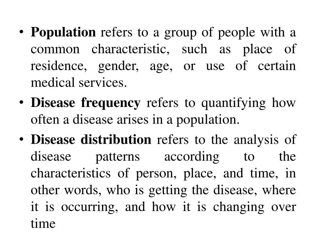 population refers to a group of people with