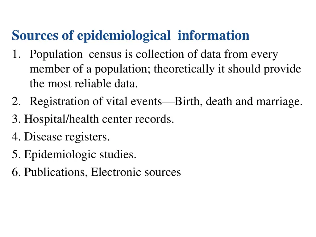 sources of epidemiological information
