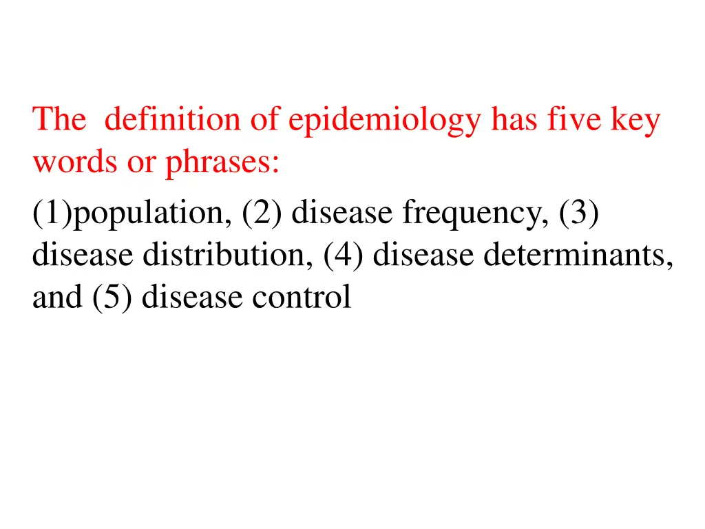 the definition of epidemiology has five key words