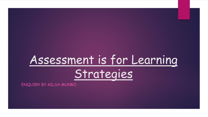 assessment is for learning strategies enquiry