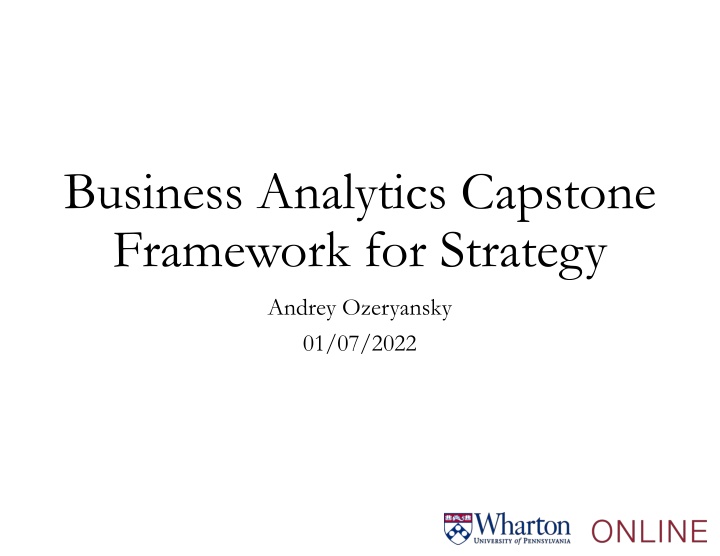 business analytics capstone framework for strategy