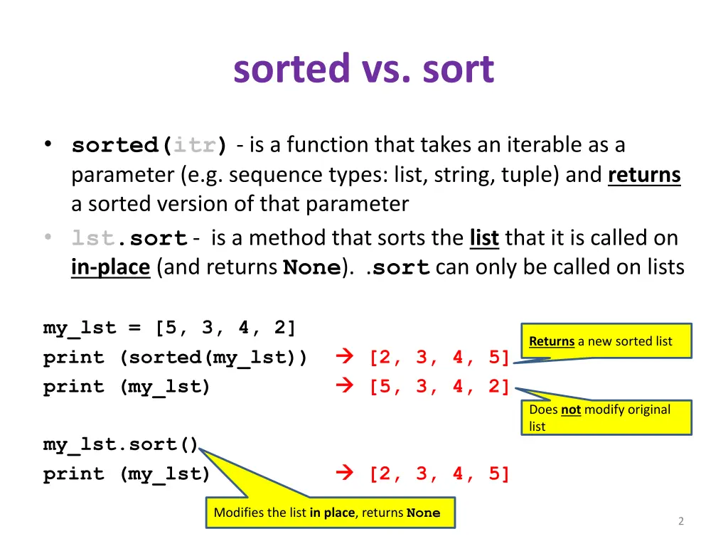 sorted vs sort