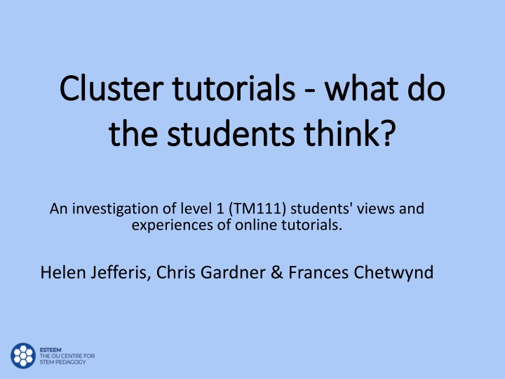 cluster tutorials cluster tutorials what