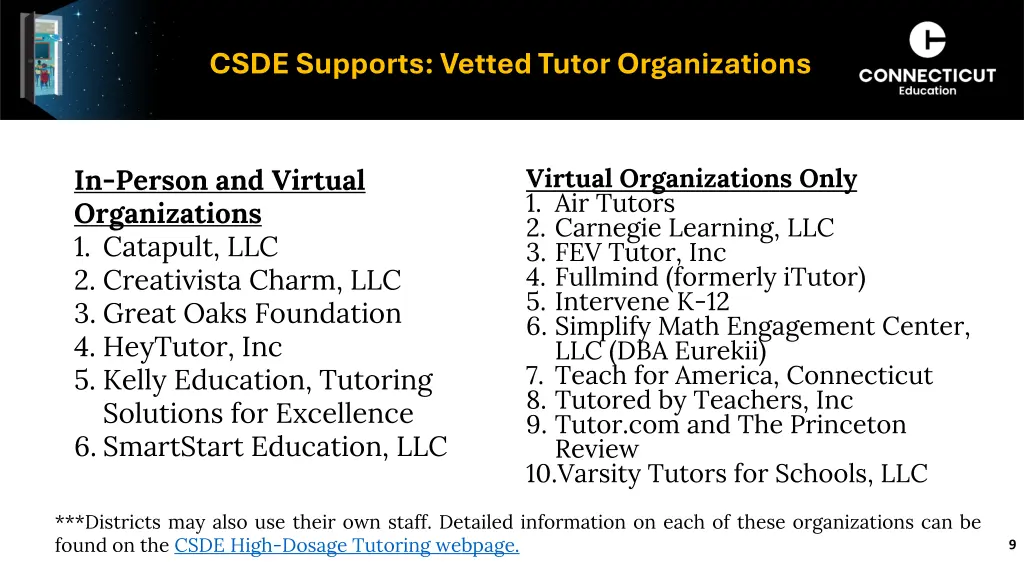csde supports vetted tutor organizations