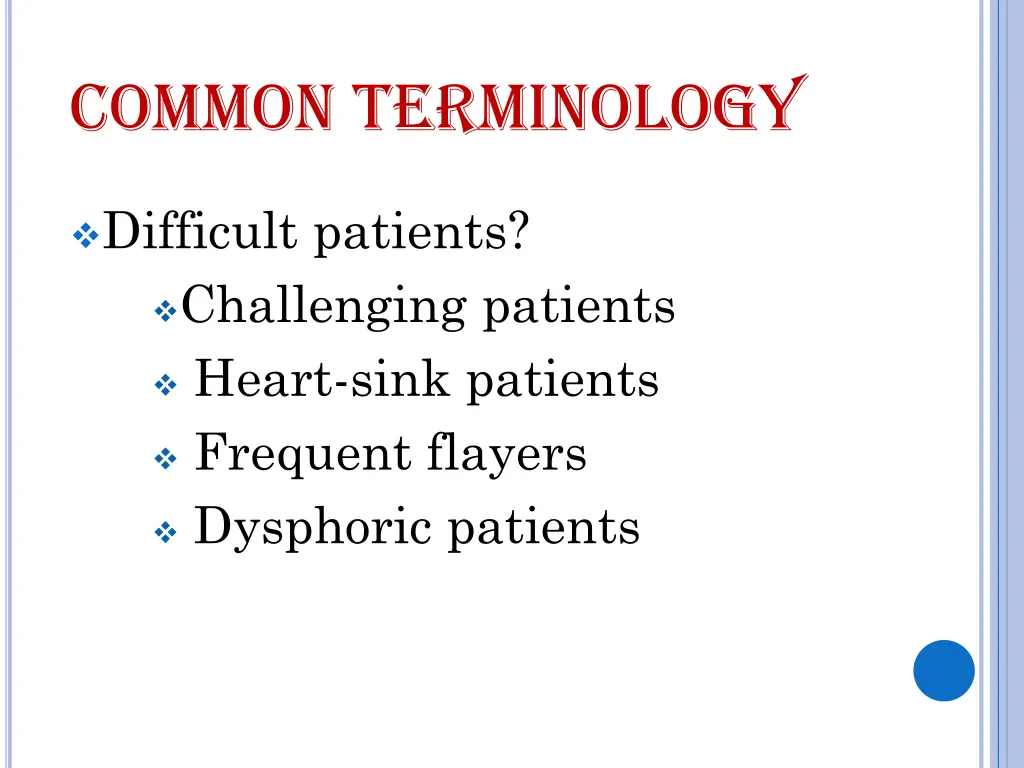 common terminology