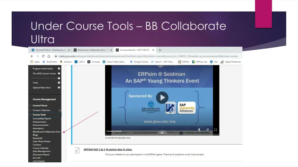 under course tools bb collaborate ultra