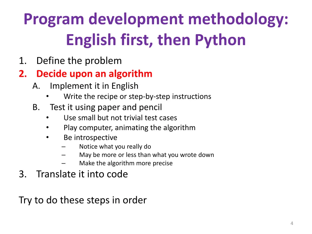 program development methodology english first 2