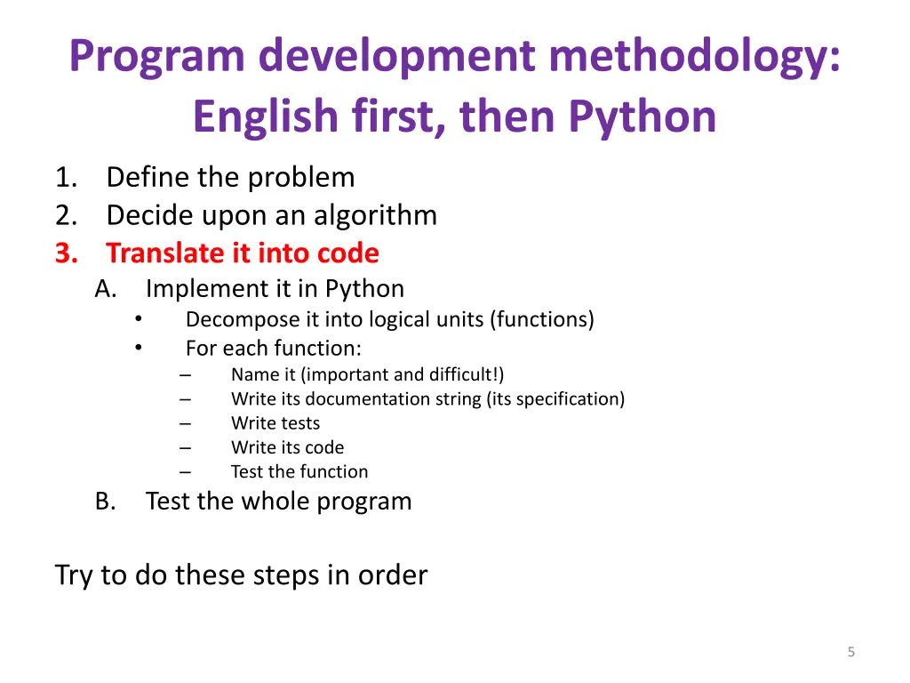 program development methodology english first 3