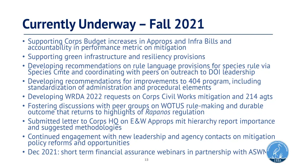 currently underway fall 2021