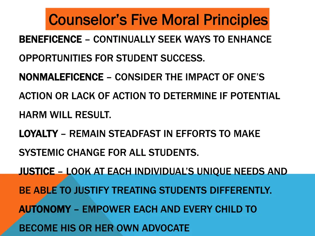 counselor s five moral principles counselor