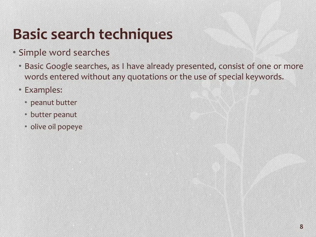 basic search techniques simple word searches