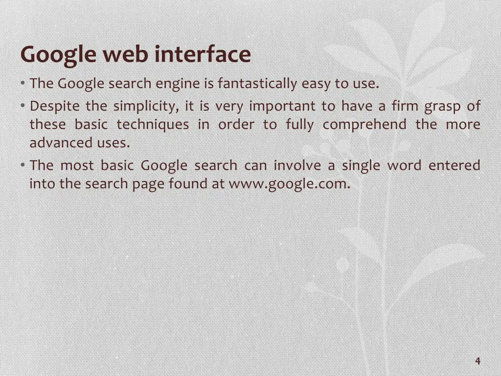 google web interface the google search engine