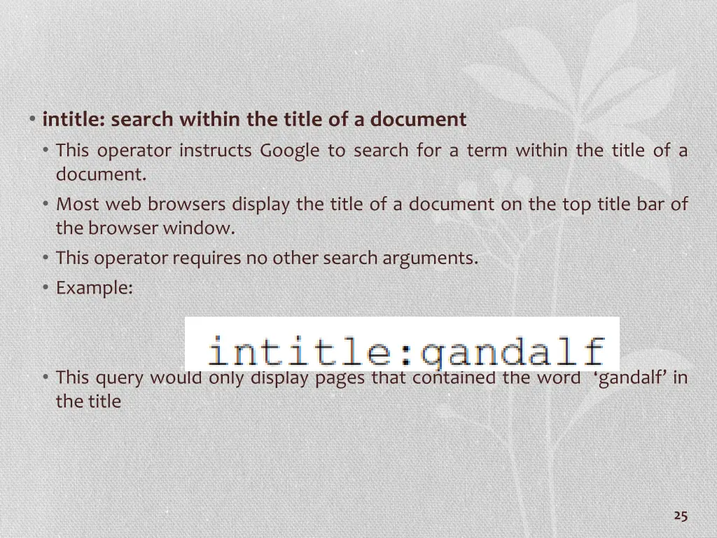 intitle search within the title of a document