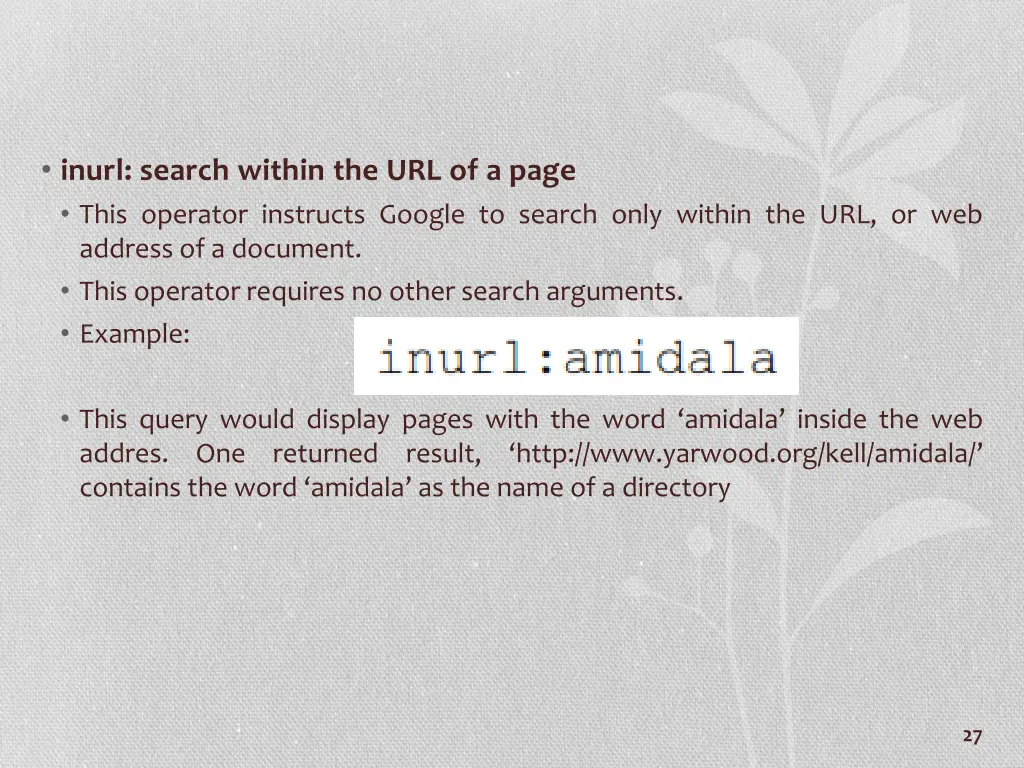 inurl search within the url of a page this