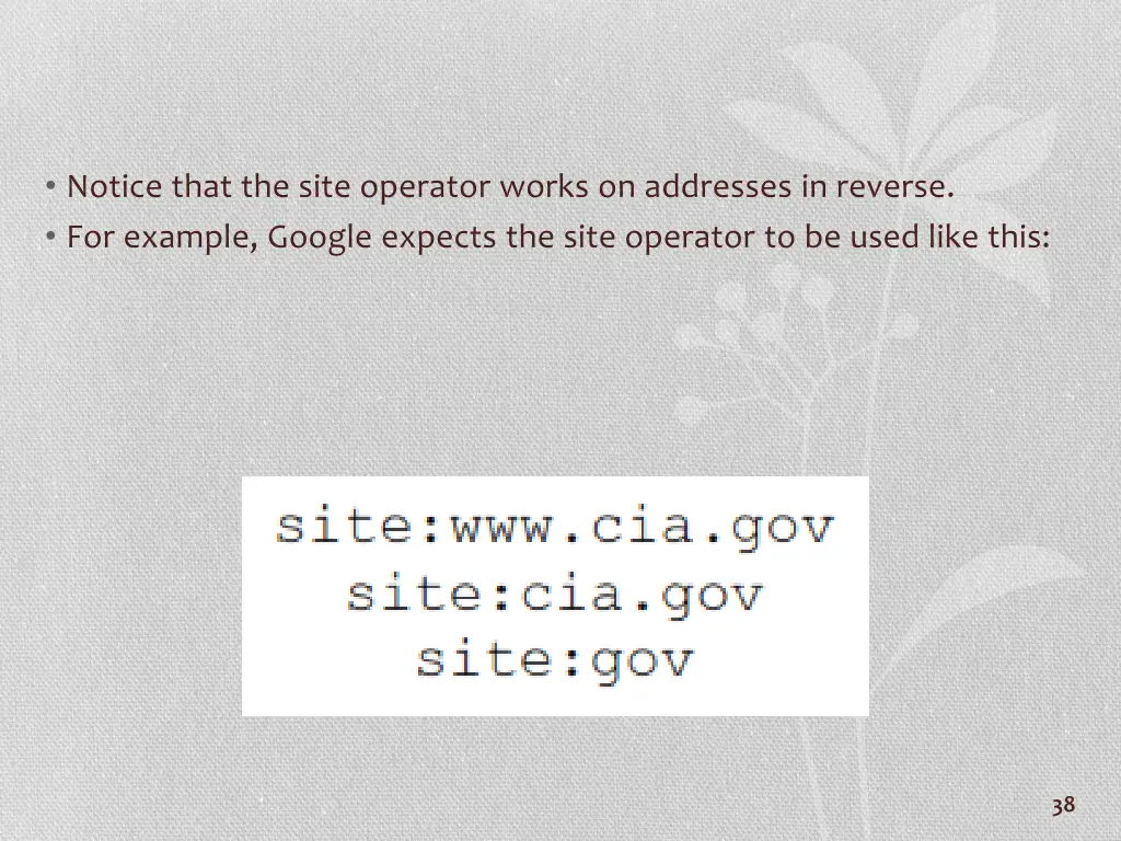 notice that the site operator works on addresses