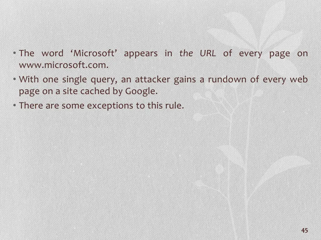 the word microsoft appears in the url of every