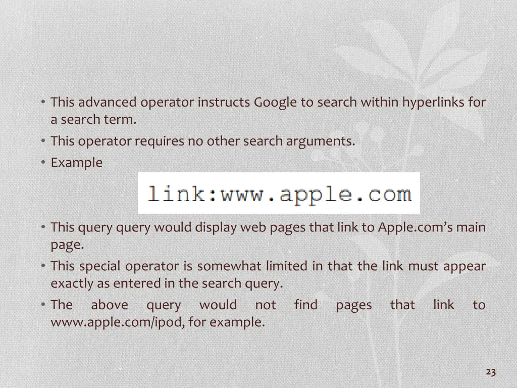 this advanced operator instructs google to search