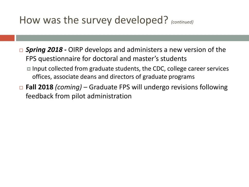 how was the survey developed continued