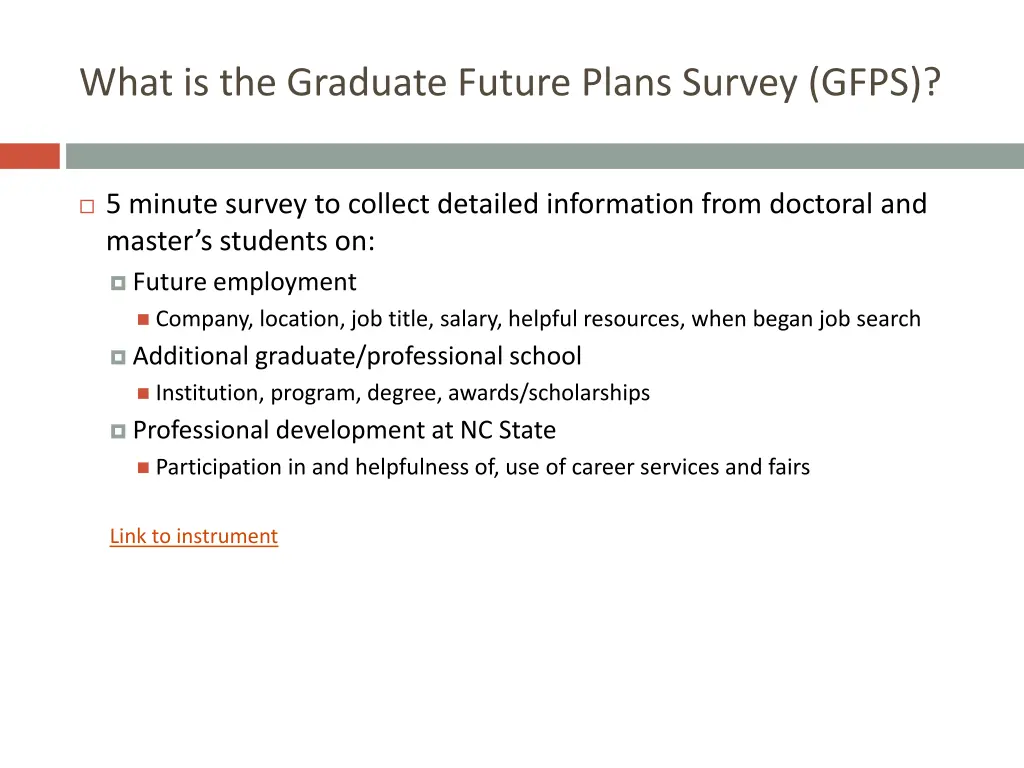 what is the graduate future plans survey gfps