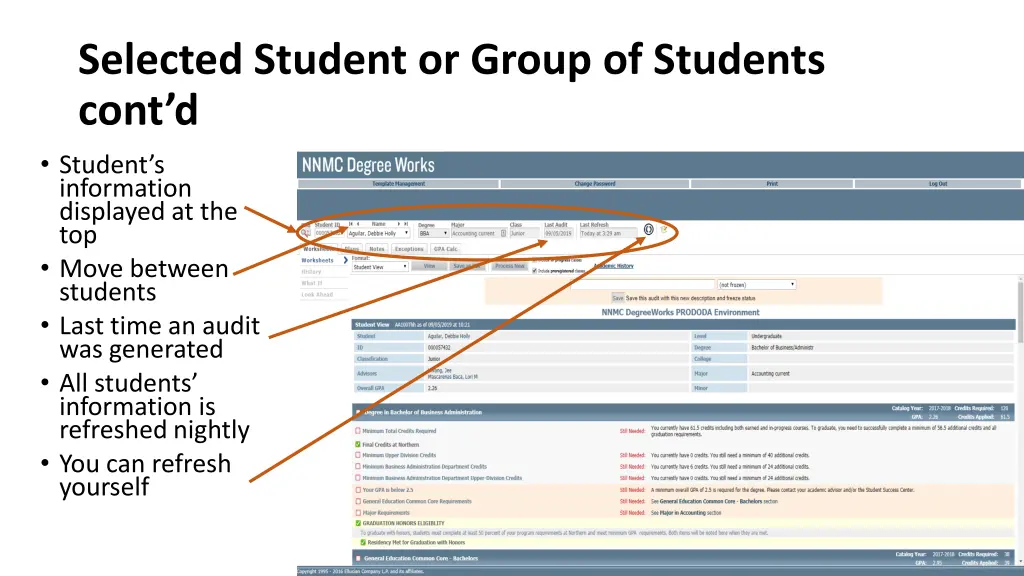 selected student or group of students cont