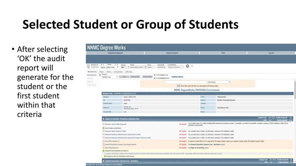 selected student or group of students