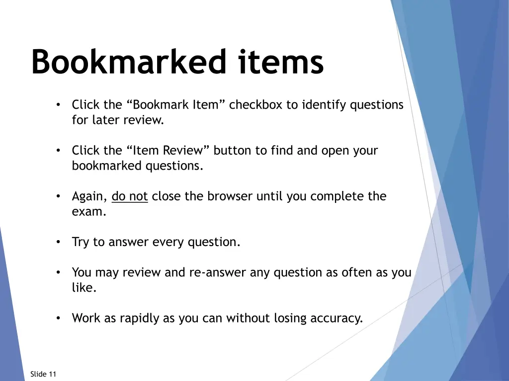 bookmarked items