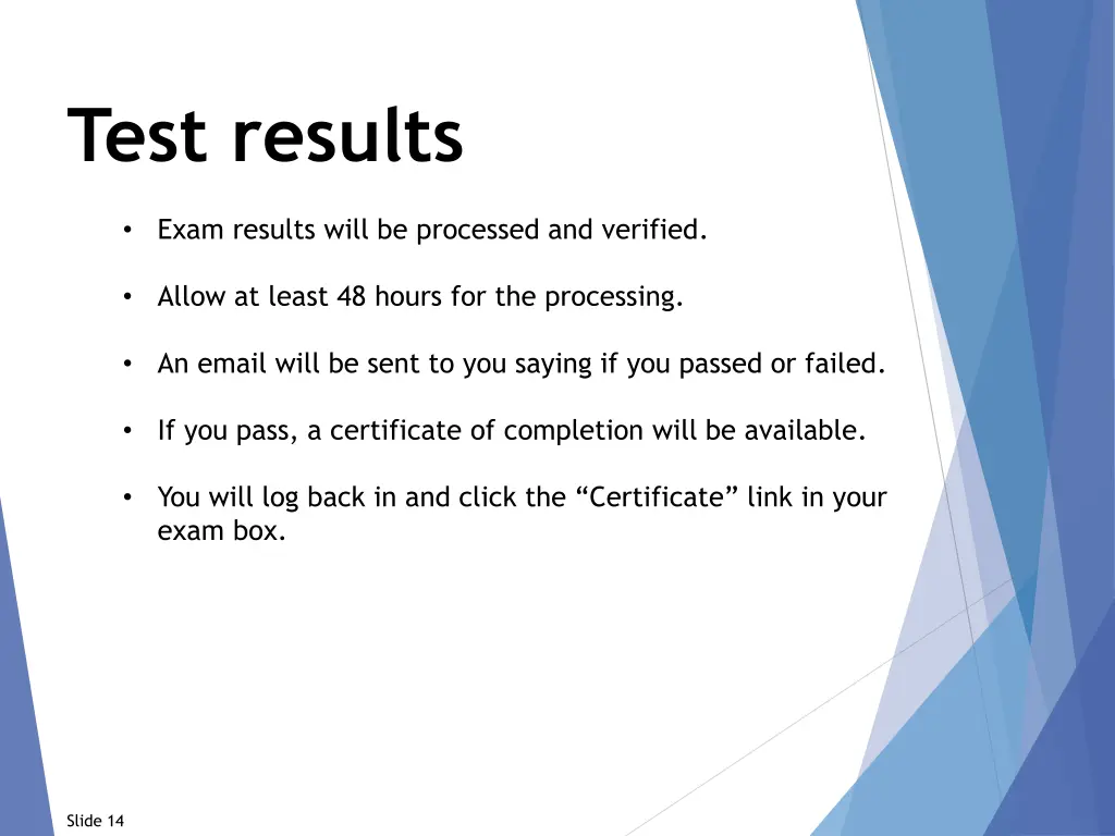 test results