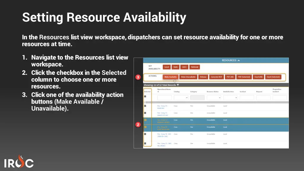 setting resource availability