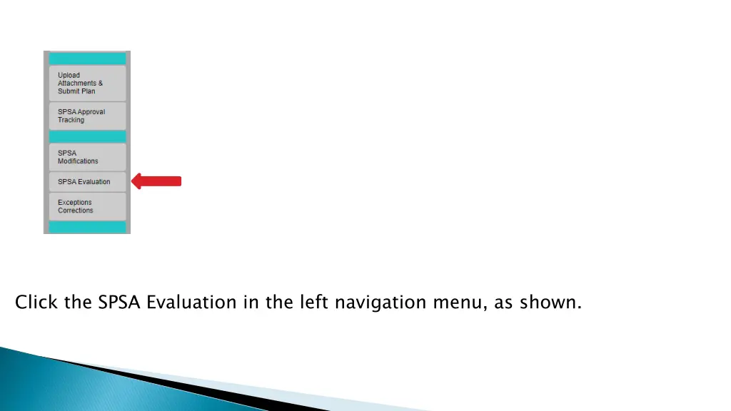 click the spsa evaluation in the left navigation