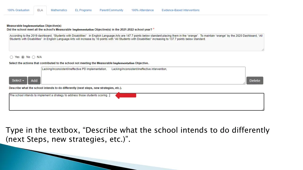 type in the textbox describe what the school