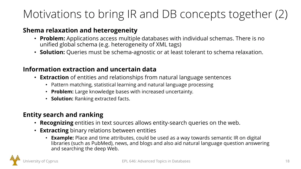 motivations to bring ir and db concepts together 2