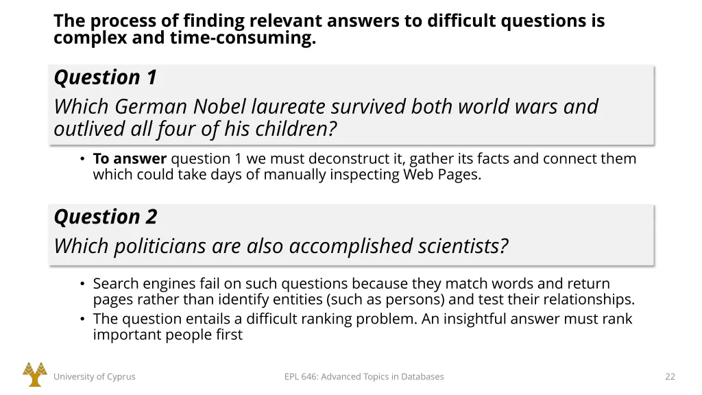 the process of finding relevant answers
