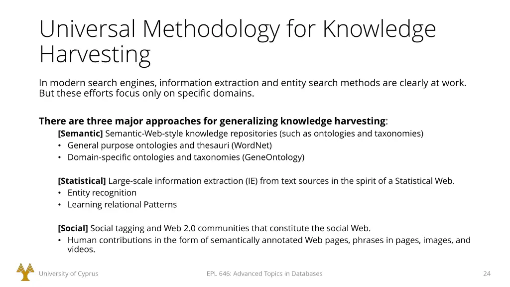 universal methodology for knowledge harvesting