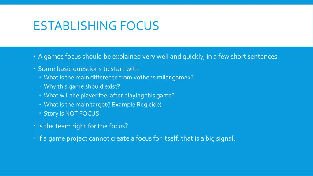 establishing focus
