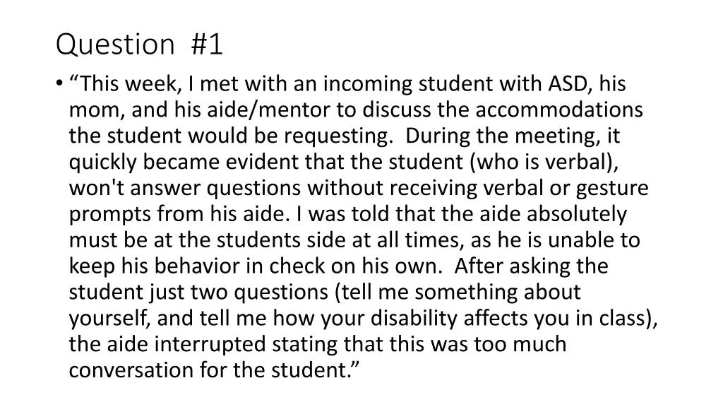 question 1 this week i met with an incoming