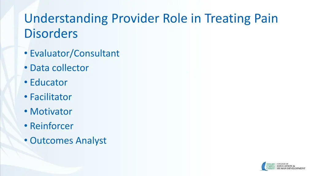 understanding provider role in treating pain