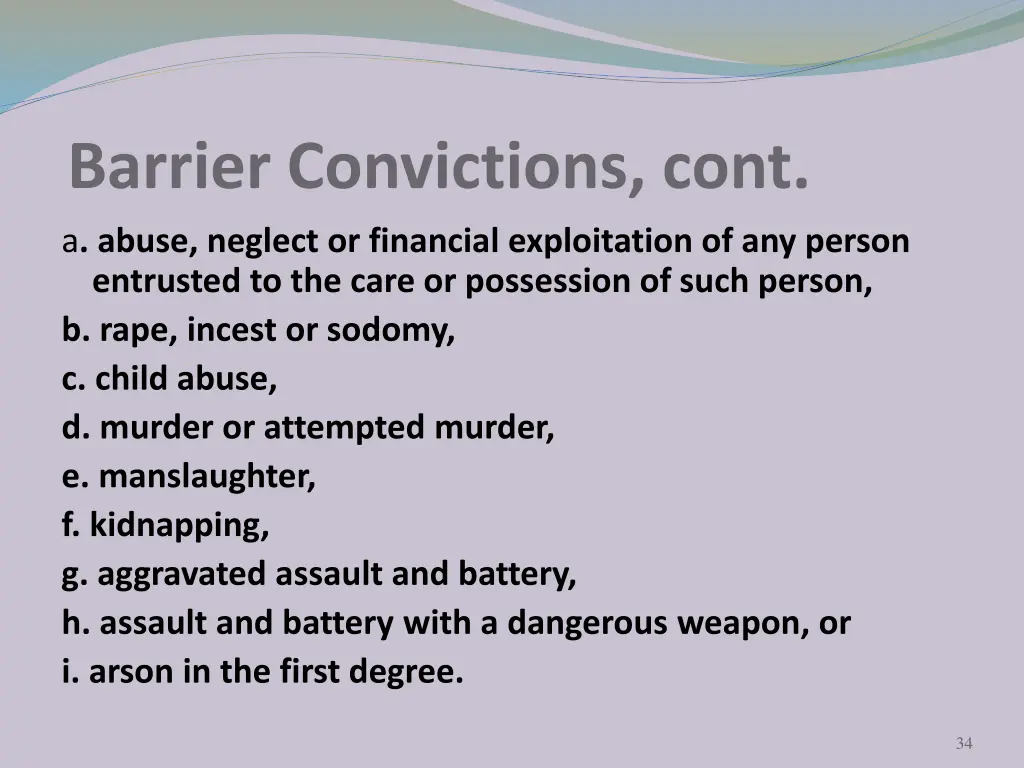 barrier convictions cont a abuse neglect